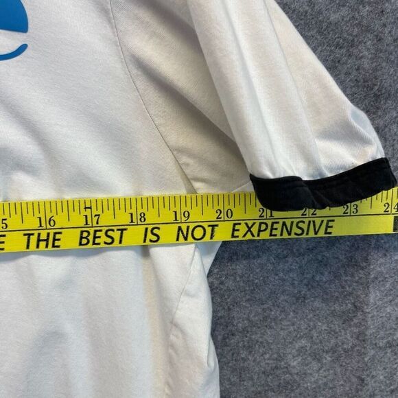 Vintage ELLESSE T-Shirt Men's Large White Big Logo Trashed Moa Ringer Graphic - Picture 8 of 16